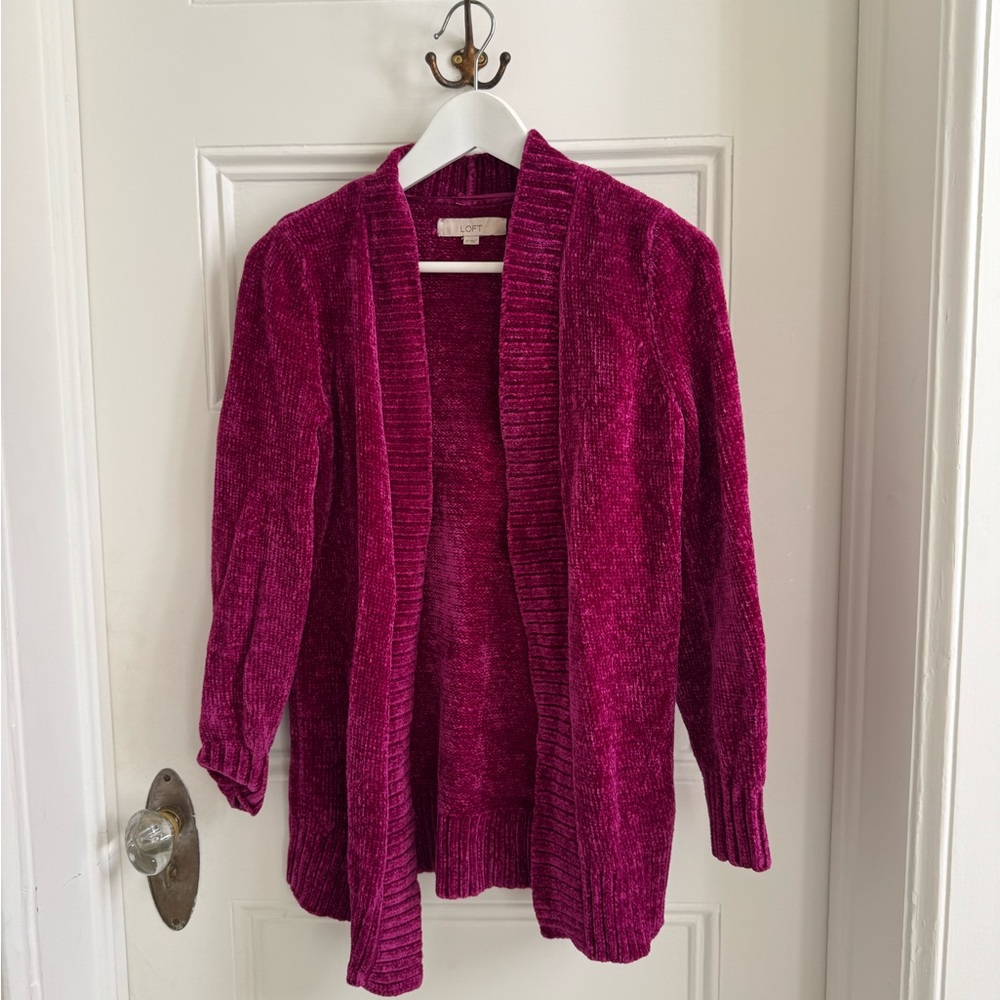 Loft Magenta Cardigan Sweater